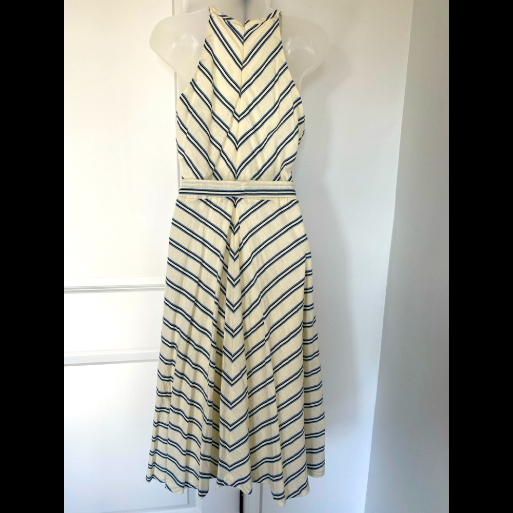 Womens striped halter dress with belt perfect for the summer or late fall